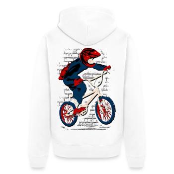 Vélo BMX cool | Vélo BMX - Veste à capuche bio Premium Unisexe - blanc - Dos - Thijin (182cm)