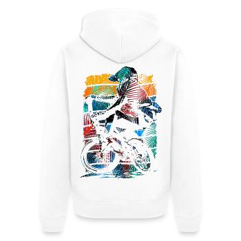 Retro Bmx Bike Rider - Bmx Freestyle Bike - Veste à capuche bio Premium Unisexe - blanc - Dos - Thijin (182cm)