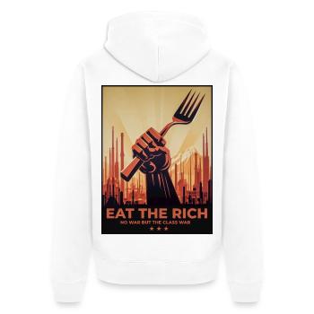 Mangez les riches, pas de guerre, mais une guerre de classe - Veste à capuche bio Premium Unisexe - blanc - Dos - Thijin (182cm)