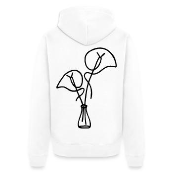 Schwarze Blume Skizze - Unisex Premium Bio Zip Hoodie - Weiß - Hinten - Thijin (182cm)