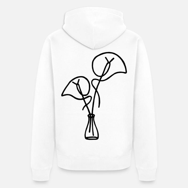 esquisse fleurale noire - Veste à capuche bio Premium Unisexe - blanc