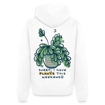 Sorry I Have Plants Weekend - Unisex Premium Bio Zip Hoodie - Weiß - Hinten - Thijin (182cm)