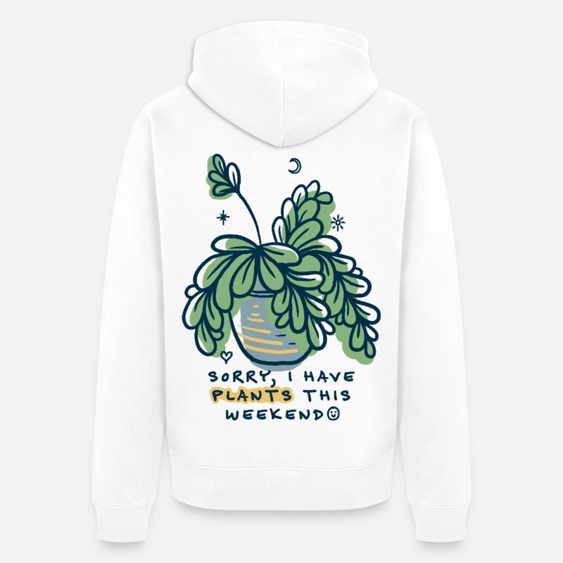 Désolé, j’ai un week-end de plantes - Veste à capuche bio Premium Unisexe - blanc