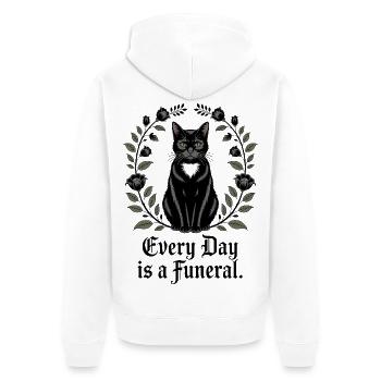 Chat noir élégant avec des fleurs - Veste à capuche bio Premium Unisexe - blanc - Dos - Thijin (182cm)