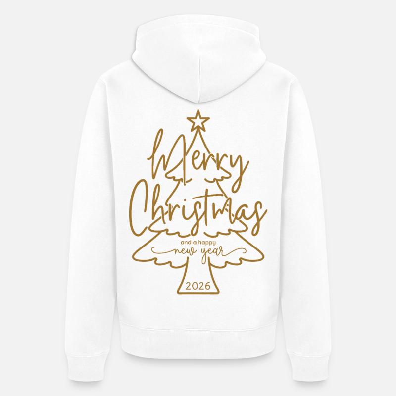 Joyeux Noël et Bonne Année 2026 - Veste à capuche bio Premium Unisexe - blanc