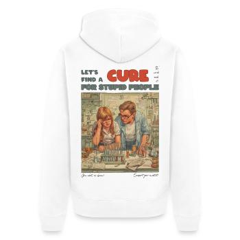 Cure for Stupid People Lab - Unisex Premium Organic Zip Hoodie - white - Back - Thijin (182cm)