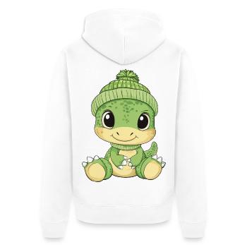 Dessin animé Animaux de dinosaures mignons et mignons - Veste à capuche bio Premium Unisexe - blanc - Dos - Thijin (182cm)