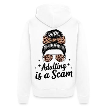 adulting_is_a_scam_png1 - Unisex Premium Organic Zip Hoodie - white - Back - Thijin (182cm)