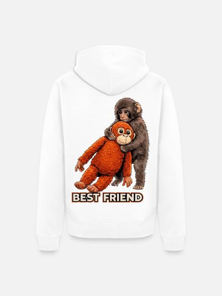 Viral meme-trend med Punch Monkey Baby 2026 - Premium økologisk unisex-hettejakke - hvit