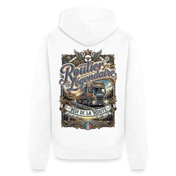 Routier chauffeur poids lourd camion route vintage - Veste à capuche bio Premium Unisexe - blanc - Dos - Thijin (182cm)