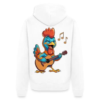 Lustiges Huhn mit Gitarre - Unisex Premium Bio Zip Hoodie - Weiß - Hinten - Thijin (182cm)