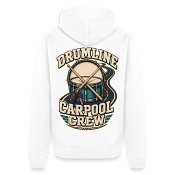 DRUMLINE CARPOOL CREW Angeln - Unisex Premium Bio Zip Hoodie - Weiß - Hinten - Thijin (182cm)