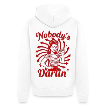 Nobody's Darling Retro Pin-Up - Unisex Premium Organic Zip Hoodie - white - Back - Thijin (182cm)