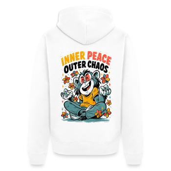 Inner Peace Outer Chaos - Unisex Premium Organic Zip Hoodie - white - Back - Thijin (182cm)
