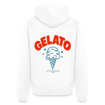 Gelato Italia - Unisex Premium Bio Zip Hoodie - Weiß - Hinten - Thijin (182cm)