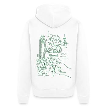 sommer eis - Unisex Premium Organic Zip Hoodie - white - Back - Thijin (182cm)