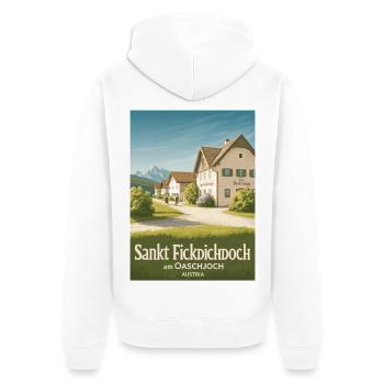 Sankt Fickdichdoch - Postkartenmotiv - Unisex Premium Bio Zip Hoodie - Weiß - Hinten - Thijin (182cm)