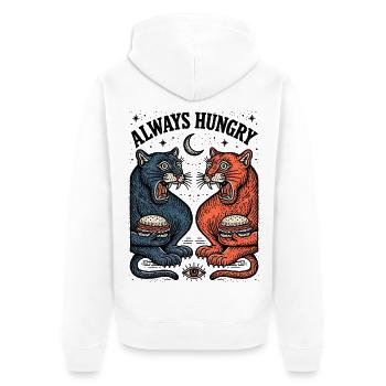 Duo chat toujours affamé avec burger - Veste à capuche bio Premium Unisexe - blanc - Dos - Thijin (182cm)