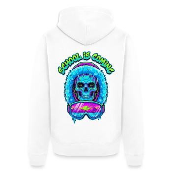 Die Schule kommt Cyber Skull Winterparka - Unisex Premium Bio Zip Hoodie - Weiß - Hinten - Thijin (182cm)