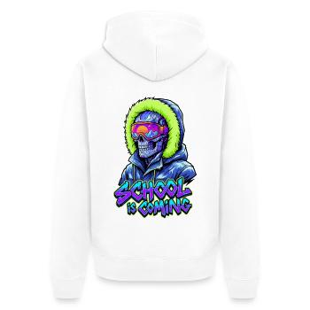 Die Schule kommt Cyber Skull Winterparka - Unisex Premium Bio Zip Hoodie - Weiß - Hinten - Thijin (182cm)