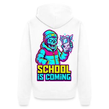 L’école arrive Zombie console portable glacée - Veste à capuche bio Premium Unisexe - blanc - Dos - Thijin (182cm)