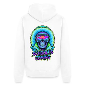L’école arrive, Cyber Skull Skull Fur Hood - Veste à capuche bio Premium Unisexe - blanc - Dos - Thijin (182cm)