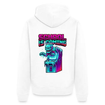 L’école arrive Borne d’arcade Pixel Zombie - Veste à capuche bio Premium Unisexe - blanc - Dos - Thijin (182cm)