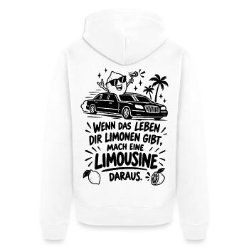 Lustiger Spruch - Wenn das Leben dir Limonen gibt - Unisex Premium Bio Zip Hoodie - Weiß - Hinten - Thijin (182cm)