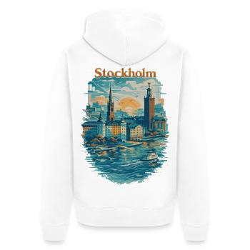 Stockholm Silhouette – Stolz & Liebe für Deine Sta - Unisex Premium Bio Zip Hoodie - Weiß - Hinten - Thijin (182cm)