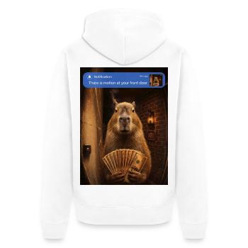 Capybara an deiner Haustür - Unisex Premium Bio Zip Hoodie - Weiß - Hinten - Thijin (182cm)