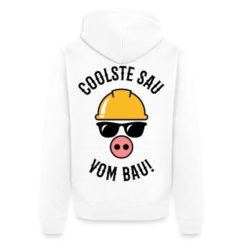 Coolste Sau Vom Bau! (Bauarbeiter / Handwerker) - Unisex Premium Bio Zip Hoodie - Weiß - Hinten - Thijin (182cm)