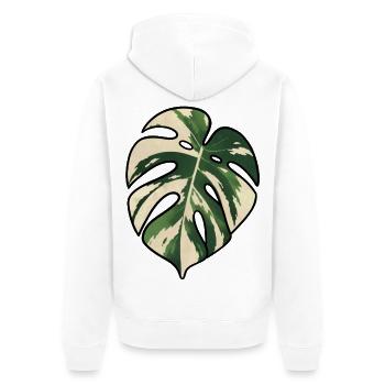 Monstera-Variegated Leaf Silhouette - Unisex Premium Bio Zip Hoodie - Weiß - Hinten - Thijin (182cm)