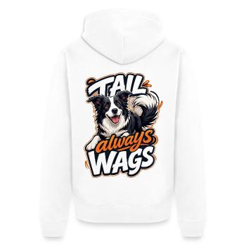 Border Collie - Unisex Premium Bio Zip Hoodie - Weiß - Hinten - Thijin (182cm)