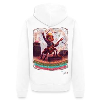 Ameise MALÚ Rock Gitarre E-Gitarre Band Pop Art - Unisex Premium Bio Zip Hoodie - Weiß - Hinten - Thijin (182cm)