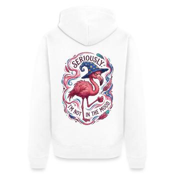 Böser Flamingo-Zauberer Retro-Magier - Unisex Premium Bio Zip Hoodie - Weiß - Hinten - Thijin (182cm)