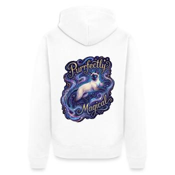 Magische Siamkatze Kosmischer Mystiker - Unisex Premium Bio Zip Hoodie - Weiß - Hinten - Thijin (182cm)