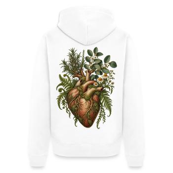 Herzpflanzen Vintage Botanik - Unisex Premium Bio Zip Hoodie - Weiß - Hinten - Thijin (182cm)