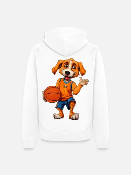 Hunde Basketball / Basketballspieler Hündchen - Unisex Premium Bio Zip Hoodie - Weiß