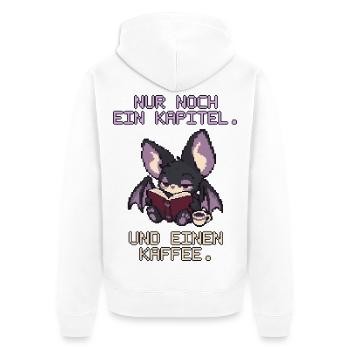 Lesende Fledermaus mit Kaffee Pixel Art - Unisex Premium Bio Zip Hoodie - Weiß - Hinten - Thijin (182cm)