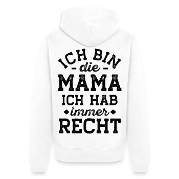 Mama Geschenk lustig hat Immer recht - Unisex Premium Bio Zip Hoodie - Weiß - Hinten - Thijin (182cm)