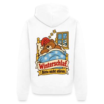 Winterschlaf Bitte nicht stören - Unisex Premium Bio Zip Hoodie - Weiß - Hinten - Thijin (182cm)