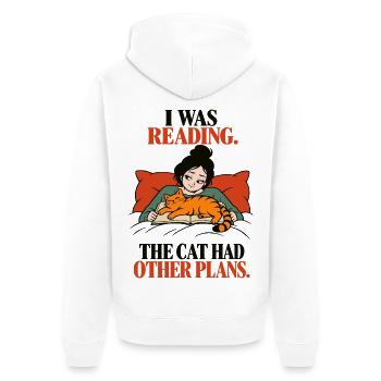 Ich habe gelesen: Die Katze hatte andere Pläne - Unisex Premium Bio Zip Hoodie - Weiß - Hinten - Thijin (182cm)
