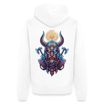 Wikinger-Neon-Runenlicht - Unisex Premium Bio Zip Hoodie - Weiß - Hinten - Thijin (182cm)