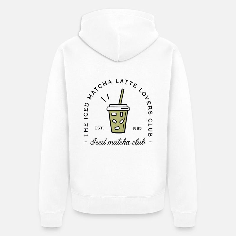 Iced matcha latte lovers - Unisex Premium Organic Zip Hoodie - white