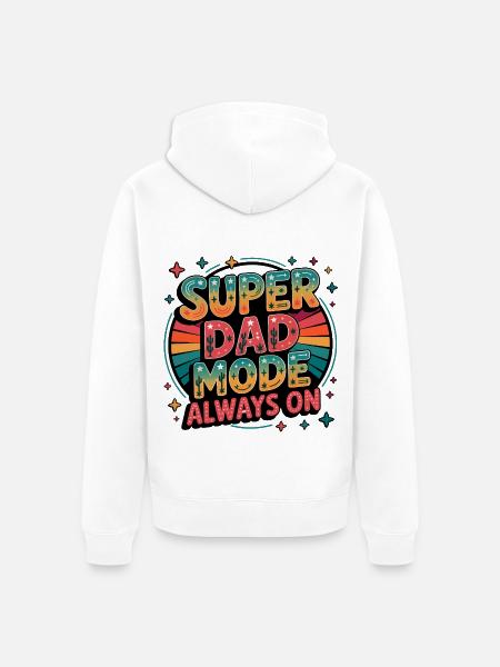 Super Dad Mode Super Papa Modus immer an - Premium økologisk unisex-hættejakke - hvid