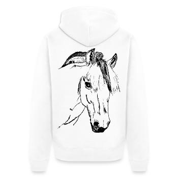 Edles Fjordpferd, Norweger Reiten Reitsport Pony - Unisex Premium Bio Zip Hoodie - Weiß - Hinten - Thijin (182cm)