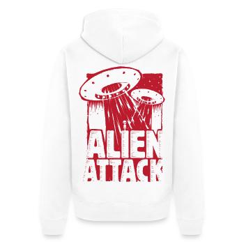 Invasion extraterrestre design - Veste à capuche bio Premium Unisexe - blanc - Dos - Thijin (182cm)