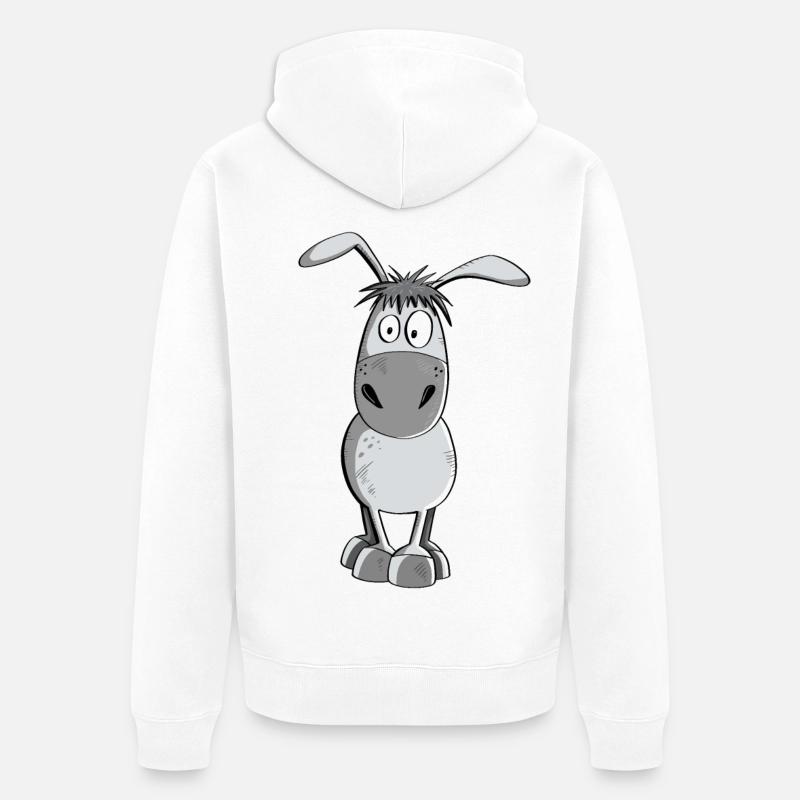 Funny Grey Donkey - Animaux - Comic - Veste à capuche bio Premium Unisexe - blanc