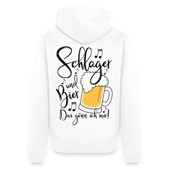 Schlager und Bier Das gönn ich mir  - Unisex Premium Bio Zip Hoodie - Weiß - Hinten - Thijin (182cm)