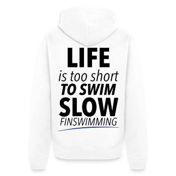 Fine swimming - Unisex Premium Organic Zip Hoodie - white - Back - Thijin (182cm)